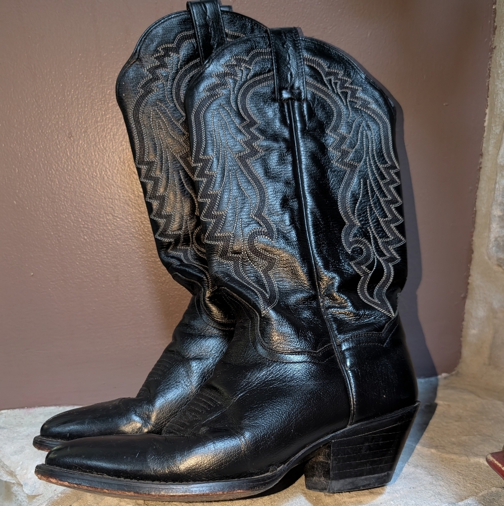 Black Leather Cowboy Boots